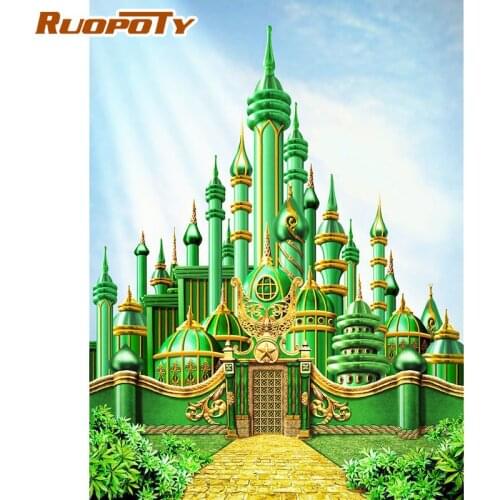 RUOPOTY 5d Diamond Painting Green buidding Pictures Of Rhinestones Diamond Embroidery New Arrivals Diamond Mosaic Decoration Cro