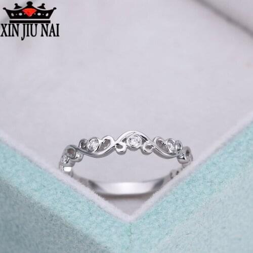 925 package silverRomantic Hollow Silver Wreath Beautiful Simple Wedding CZ Luxury Jewelry Engagement Wedding Bride Ring