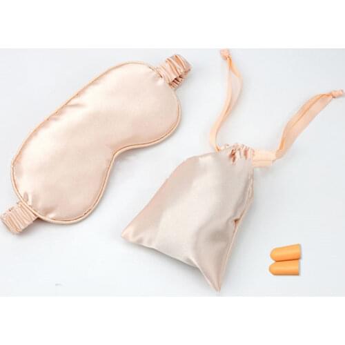 Artificial Silk Sleep Eyeshade Imitated Silk Eye Mask with Storage Bag & Earplug for Good Sleep Breathable Somooth Light