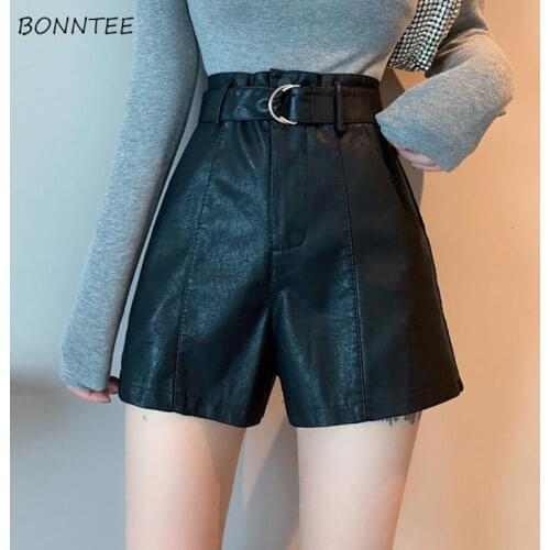 Shorts Women Solid Minimalist High Waist Abdomen Leisure All-match Autumn Korean Style Female Trousers Fashion Prevalent Elegant