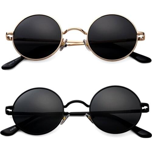 Retro Classic Small Round Polarized Sunglasses Men Brand Designer Sun Glasses Women Metal Frame Black Lens Eyewear Driving UV400