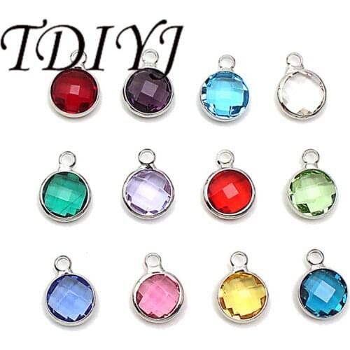 TDIYJ 120pcs Hot Sale 12 Colors Mixed Silver Plated Acrylic Birthstone Crystal Charms fit for Expandable Bracelets for Women