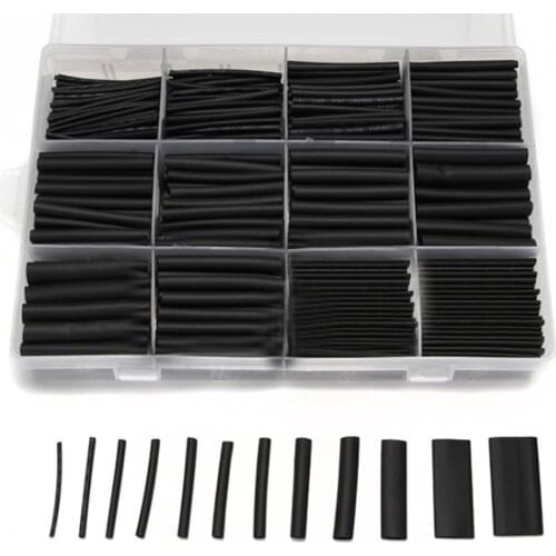 1Set 625Pcs Black Boxed Heat Shrinktubing 2:1 Electronic DIY Kit Insulated Polyolefin Sheathed Shrink Tubing Cables Cables Tube