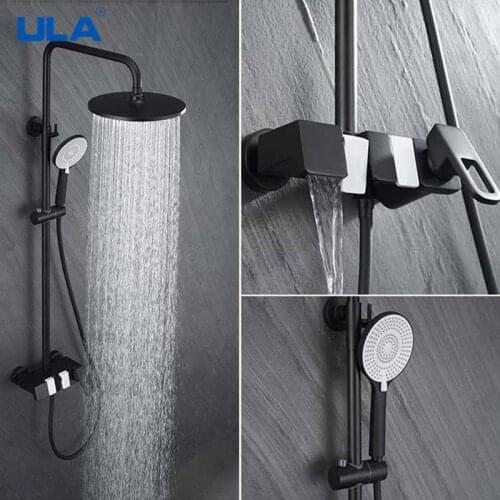 ULA Black Shower Faucet Rainfall Shower Mixer Tap Bathtub Shower Mixer Tap 3-way Creative Piano Keys Design Shower System