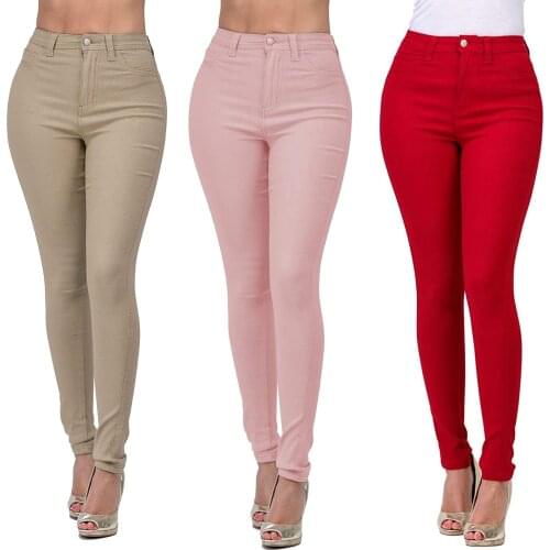 2021 New Fashion Womens High Waisted-Rise Stretc Skinny Jeans For Women Bodycon Pant Push Up Office Ladies Pants Trousers Mujer