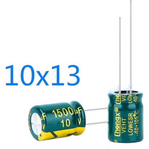 50-100pcs/lot 10V1500UF 1500UF10V 10x13mm High Frequency Low Resistance Long LIfe Electrolytic Capacitor
