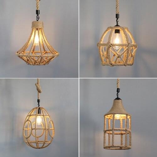 Lámpara colgante de cuerda Vintage para Loft, lámpara Industrial creativa con personalidad, Bombilla Edison, estilo americano