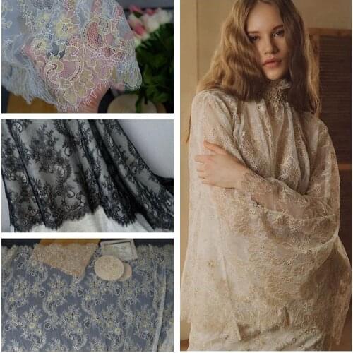 3M high-grade gold and black embroidery eyelash lace fabric dress costume accessories