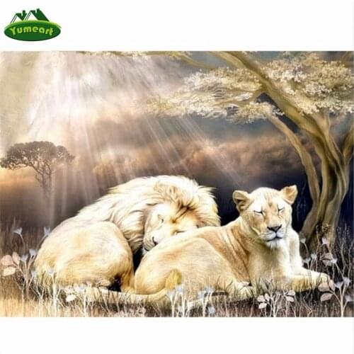 YUMEART Diamond Embroidery Animals Lion 5d Diy Diamond Painting Rhinestones Full Layout Cross Stitch Sets Hobby Crafts for Home
