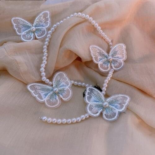 Pearl Butterfly Hairband Tassel Hairpin Super Fairy Beaded Chain DIY Hairpin Hair Accessories Braided Hair Chain Girls Cute