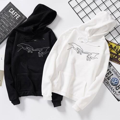 Womens Fashion Sweatshirt Womens Hands Print Long Sleeve Pink Hoodie Sweatshirt Jumper Hooded Pullover Tops Drop Shipping