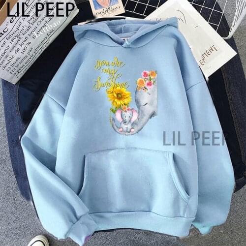 You Are My Sunshine Elephant Hoodies Women Aesthetic Oversized Hoodie Harajuku Sweatshirts Long Sleeve Clothes Fashion Kpop