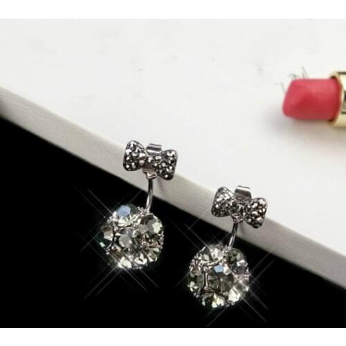 Bow Girly Earrings Royal Blue Synthetic Exaggerated Crystal Earrings Brincos Drop Earrings For Women Luxury Earings