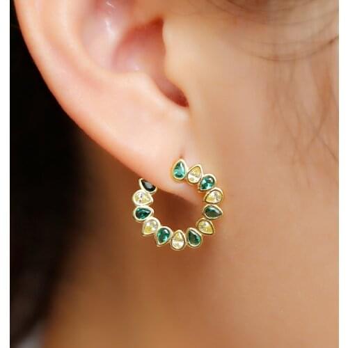 2021 New Fashion 925 Sterling Silver Sparkling Shiny Colorful Water Drop Tiny CZ Stud Earrings Cute Women Girl Fine Jewelry Gift