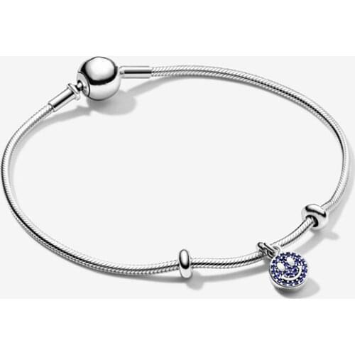 2021 Fashion 100% S925 Sterling Silver Me Series Smiley Charm Bracelet Set Original Diy Jewelry Suitable For Women