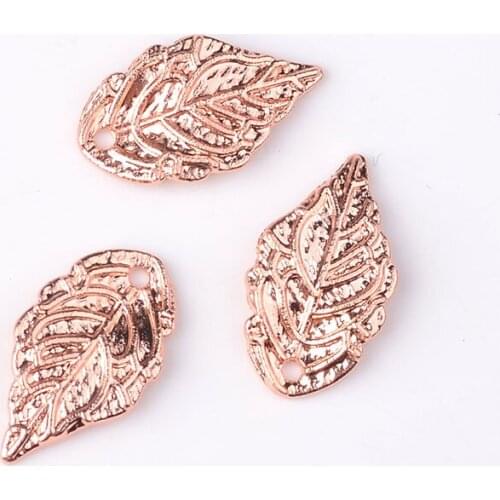 10 Pcs 10*18mm Alloy Leaf Charms Rose Gold Color Pendant DIY Handmade Charms For Jewelry Making