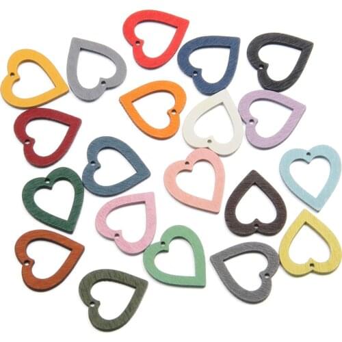 100Pcs Wood Heart Frame Epxory Resin Mold Accessories for DIY Jewelry Making Hollow Dangle Earrings Charm Loop Pendant Necklace