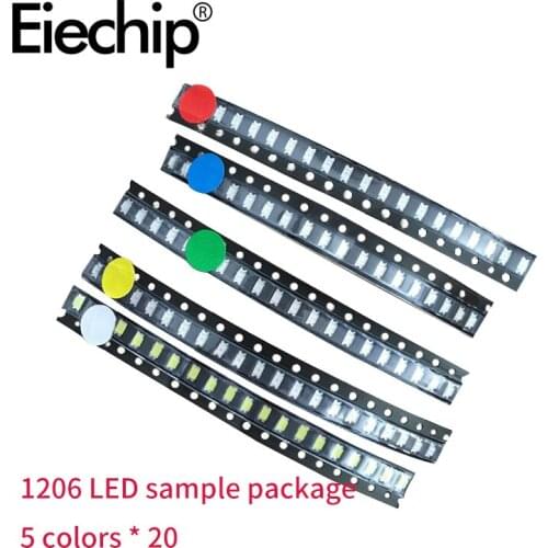 100pcs/lot led diode red yellow blue green white LED 3MM 5MM SMD LED 0603 0805 1206 1210 5050 5730 5 value x20pcs DIY led kit