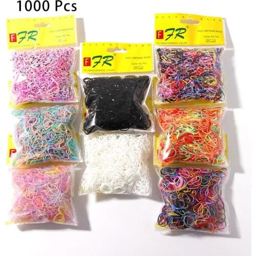 1000pcs/Pack Children Colorful Small Disposable Elastic Hair Rubber Bands Cute Kids Ponytail Holder Fashion Hair Tie Accessories