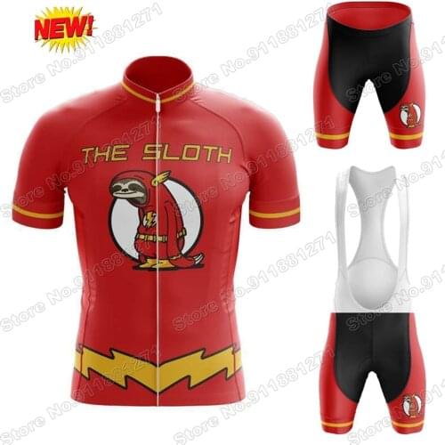 2021 Mens The Sloth Funny Cartoon Anime Cycling Jersey Set Summer Bicycle Clothing Bicycle Bib Shorts MTB Ropa Maillot