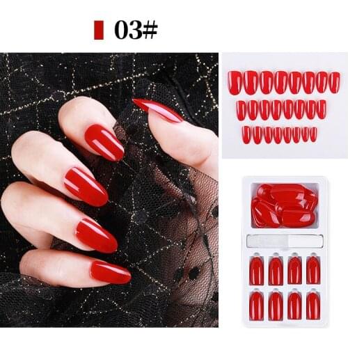 Hot Hot 24Pcs Fake Nails Detachable False Nails Nail Tips With Jelly Gel Glue on Nails Nail Art Press on Nails
