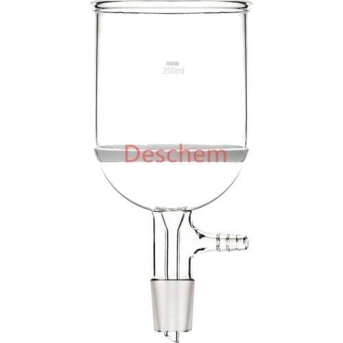 250ml 24/29 Glass Buchner Funnel 3# Coarse Filter W/10mm Hose Adapter Lab Glassware