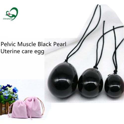 3pcs in 1 Set Natural Black Yoni Egg Uterine Care Yoni pearls for Kegel Exercise pelvic floor muscles women body vaginal massage