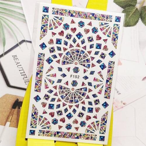 3D Stickers for Nails Diamond Square Triangle Designs Nail Art Decorations Foil Decals Wraps Manicure Accessories Decoraciones