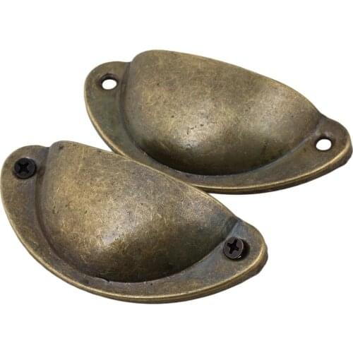 4 x Yellow Bronze Semicircle Shape Vintage Door Drawer Pull Handle