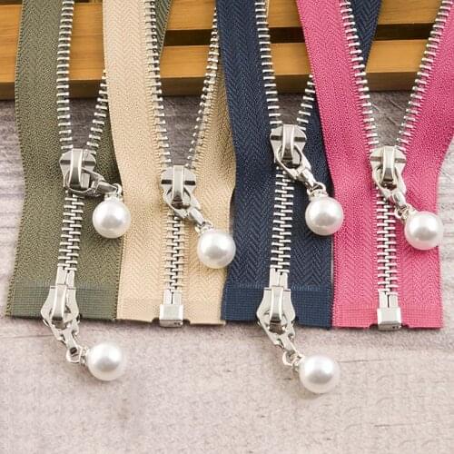 1/2pcs 85cm 120cm 5# Pearl Metal Zipper Eco-friendly Open-end Coat Jackets Zippers for Sewing Clothes Zips DIY Craft KY969