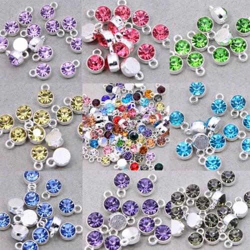 50pcs 7*10mm Exquisite Round Drill Charms Heart Pendants For Jewelry Making DIY Bracelet Necklace Earring Accessories Jewelry Fi