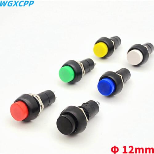 6PCS PBS-11A/B,Momentary/Locking,2 Pin,Mini Round Push Button Switch,Electrical Equipment,12MM Panel Hole,3A 250VAC/1A 125VAC
