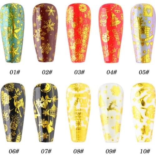 80% Hot Sale 10Pcs Christmas Snowflake Transfer Foil Nail Art Decal Stickers Manicure Decor