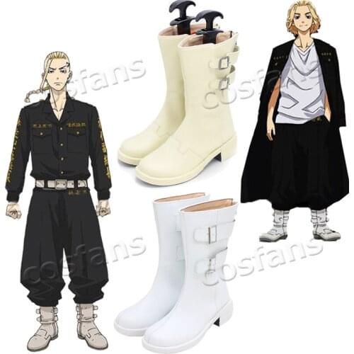 Tokyo Revengers Swastika Sano Manjiro Cosplay Shoes Unisex White Boots Tokyo Revengers Sano Manjiro Cosplay Boots Halloween Cos