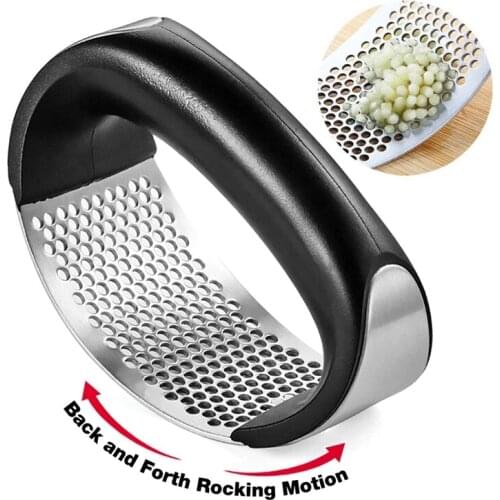 Garlic Press Stainless Steel Manual Chopper Chopping Tool Bending Fruit And Vegetable Tool Kitchen Easy-to-clean Gadget