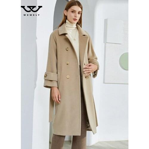 Double sided cashmere coat womens new mid length camel Hepburn Cape wool tweed childrens coat in autumn and winter 2021