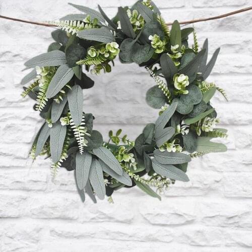 Eucalyptus wreath Artificial plants Background Wall window decorative Wedding party supplies Gifts Diy Christmas home decoration