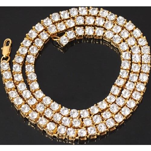Hip Hop Bling Bling Iced Out Tennis Chain Men Women Chain Fashion Jewelry Row Necklaces Luxury Brand Snake Chain Fashion Jewelry