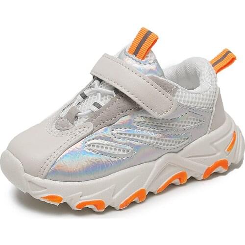 2021 Spring Children Casual Sport Shoes Fashion Breathable Leather Mesh Soft Bottom Non-Slip Kids Sneakers For Baby Boys Girls