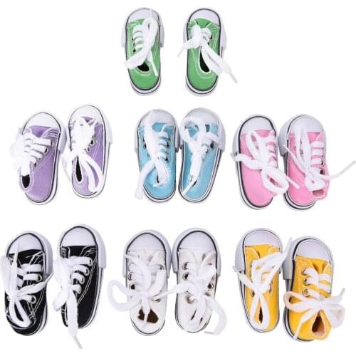 Hot Sale 1 Pair Denim Canvas Shoes For Mini Doll Toy Mini Doll Shoes for Doll Boots Dolls Sneackers Accessories 7.5cm