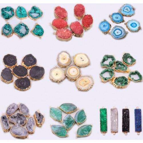 1pc Natural Irregular Healing Crystal Slice connector charm pendant Pendulum for necklace bracelet jewelry making Accessories