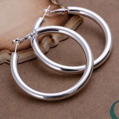 Fashion jewelry Earring For Women, Plated Earrings 5MM Hollow Earrings E149 /ZBONSNVI CGFYVMJR silver color