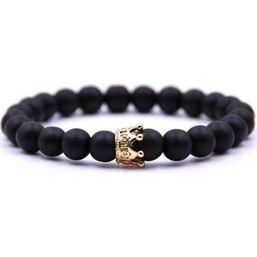 Fashion Retro Crown Bracelet Personality Matting Beads Bracelets Casual Jewelry Gifts