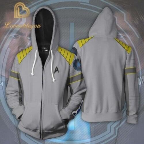 Fashion Star Discovery Beyond Captain Kirk 3D Printed Sweatshirt Printing Women Men Cosplay Zipper Hooded Thin Jacket Coat