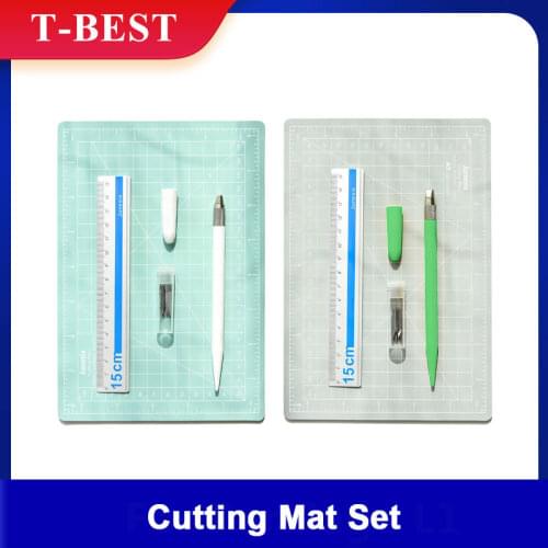A5 Cutting Mat Set Self Healing Craft Cutting Board Engraving Plate with Cutter Ruler 12 Replacement Blades for DIY Arts&Crafts