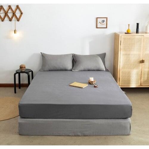 10 Colors Bed Cover Cotton Mattress Covers Non-slip Elastic Fitted Sheet Bedspread Mattress Pad Protector Cover Queen King Size