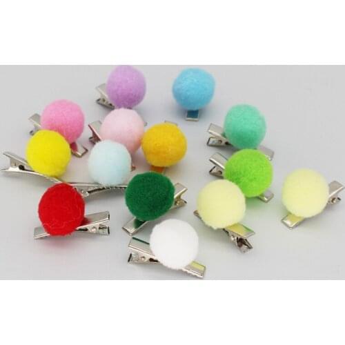 100PCS New Candy-colored Plush Dog Cat Ball Hairpin, Pet Puppy Headwear, Multicolor Hair Accessories