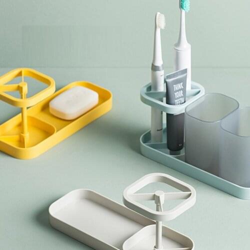 2020 New Creative Plastic Toothbrush Rack Set Bathroom Accessories Storage Shelves Racks Organizer Free Punch With Mouthwash Cup