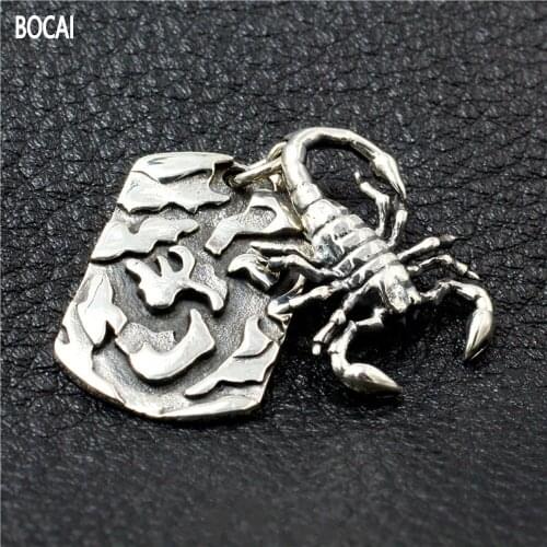 BOCAI New Real Pure s925 silver handmade Man scorpion pendant motorcycle wind poisonous scorpion rock fashion two-piece pendanti