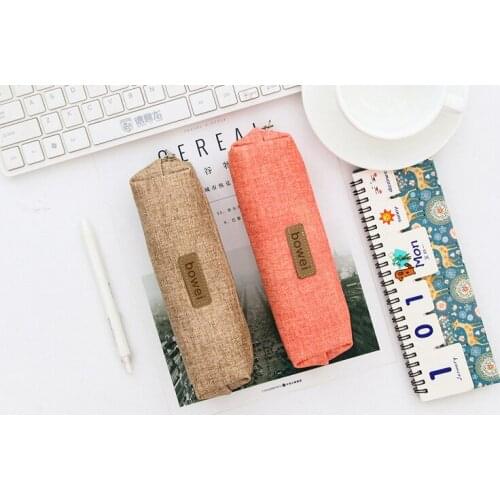Solid color simple macaroon PU Leather Pencil Case Stationery Storage Organizer Bag School Office Supply Escolar